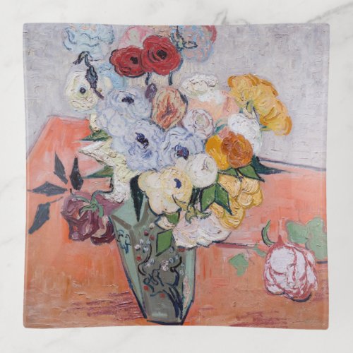 Vincent van Gogh _ Vase with Roses  Anemones Trinket Tray