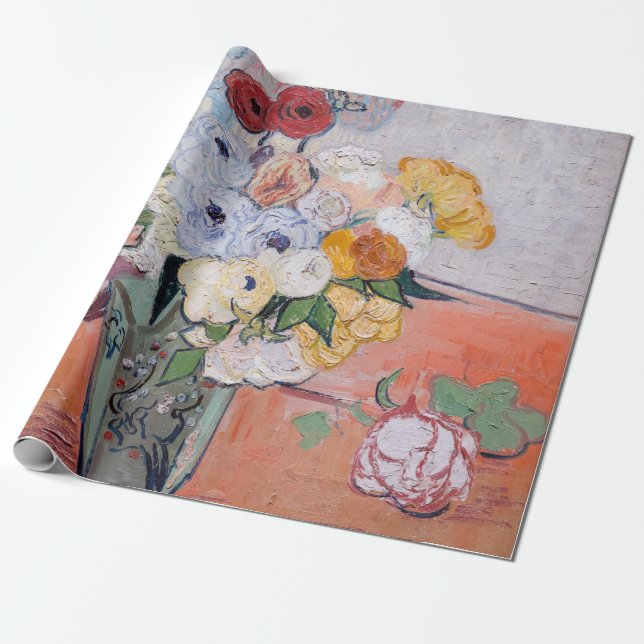 Vincent van Gogh - Vase with Roses & Anemones Wrapping Paper (Unrolled)