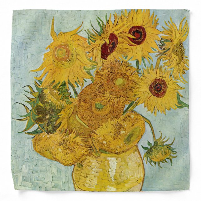 Vincent Van Gogh - Vase with Twelve Sunflowers Bandana (Front)