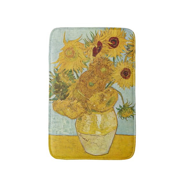 Vincent Van Gogh - Vase with Twelve Sunflowers Bath Mat (Front Vertical)
