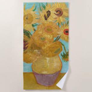Vincent Van Gogh - Vase with Twelve Sunflowers Beach Towel