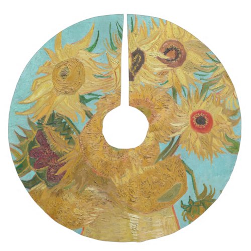 Vincent Van Gogh _ Vase with Twelve Sunflowers Brushed Polyester Tree Skirt