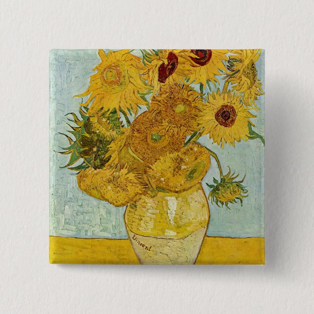 Vincent Van Gogh - Vase with Twelve Sunflowers Button (Front)