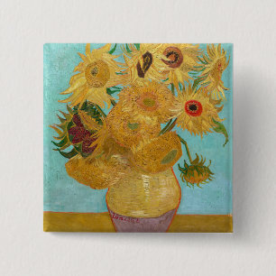 Vincent Van Gogh - Vase with Twelve Sunflowers Button
