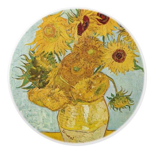 Vincent Van Gogh _ Vase with Twelve Sunflowers Ceramic Knob