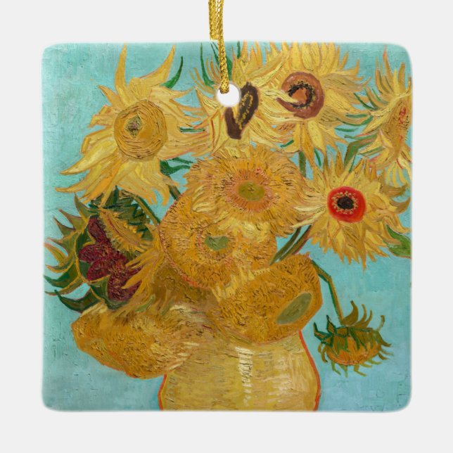 Vincent Van Gogh - Vase with Twelve Sunflowers Ceramic Ornament (Front)