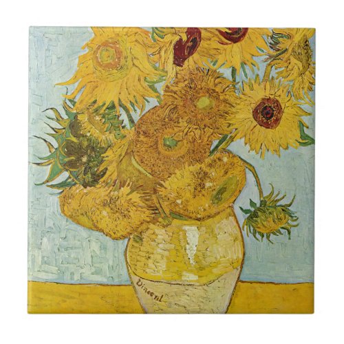 Vincent Van Gogh _ Vase with Twelve Sunflowers Ceramic Tile