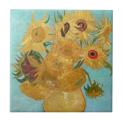Vincent Van Gogh _ Vase with Twelve Sunflowers Ceramic Tile