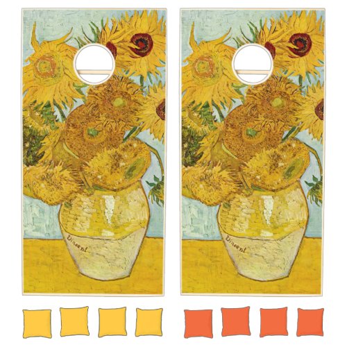 Vincent Van Gogh _ Vase with Twelve Sunflowers Cornhole Set