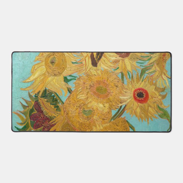 Vincent Van Gogh - Vase with Twelve Sunflowers Desk Mat (Front)
