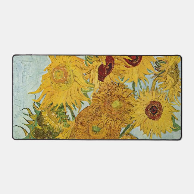 Vincent Van Gogh - Vase with Twelve Sunflowers Desk Mat (Front)