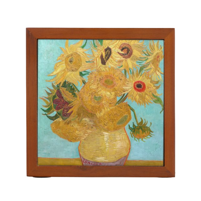 Vincent Van Gogh - Vase with Twelve Sunflowers Desk Organizer (Front)