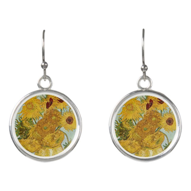 Vincent Van Gogh - Vase with Twelve Sunflowers Earrings (Front)