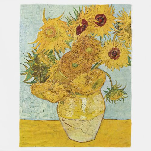 Vincent Van Gogh _ Vase with Twelve Sunflowers Fleece Blanket