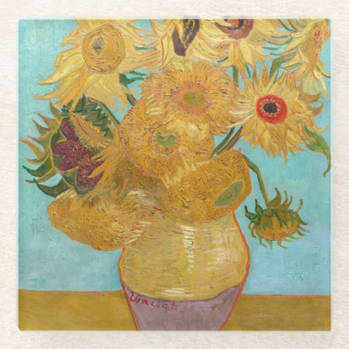 Vincent Van Gogh _ Vase with Twelve Sunflowers Glass Coaster