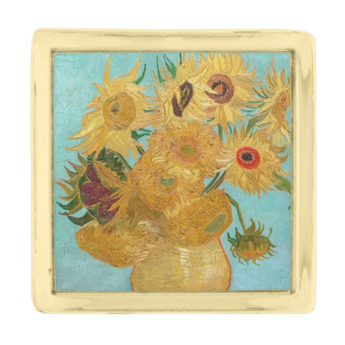 Vincent Van Gogh _ Vase with Twelve Sunflowers Gold Finish Lapel Pin