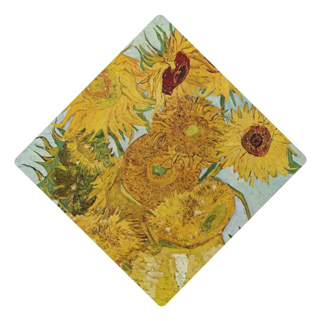 Vincent Van Gogh - Vase with Twelve Sunflowers Graduation Cap Topper (Front)