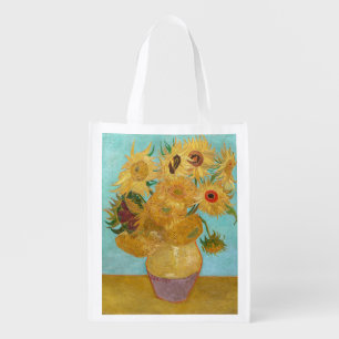 Vincent Van Gogh - Vase with Twelve Sunflowers Grocery Bag