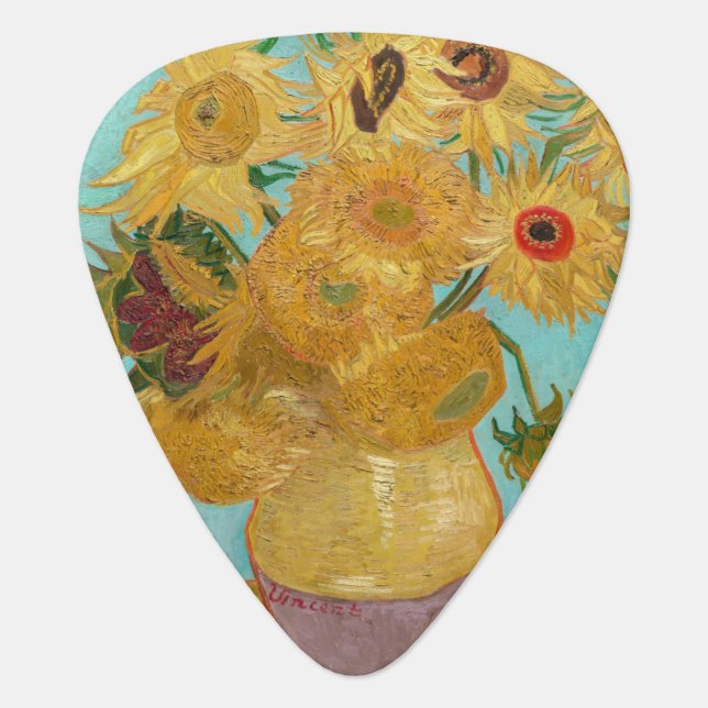 Vincent Van Gogh - Vase with Twelve Sunflowers Guitar Pick (Front)