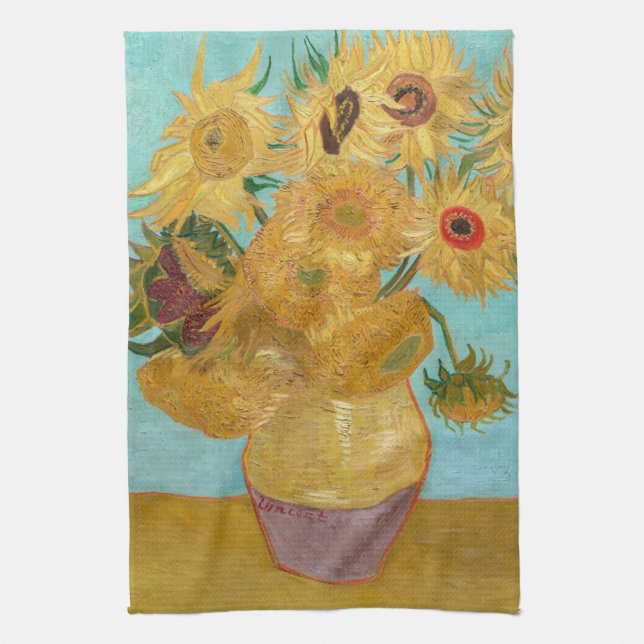 Vincent Van Gogh - Vase with Twelve Sunflowers Kitchen Towel (Vertical)