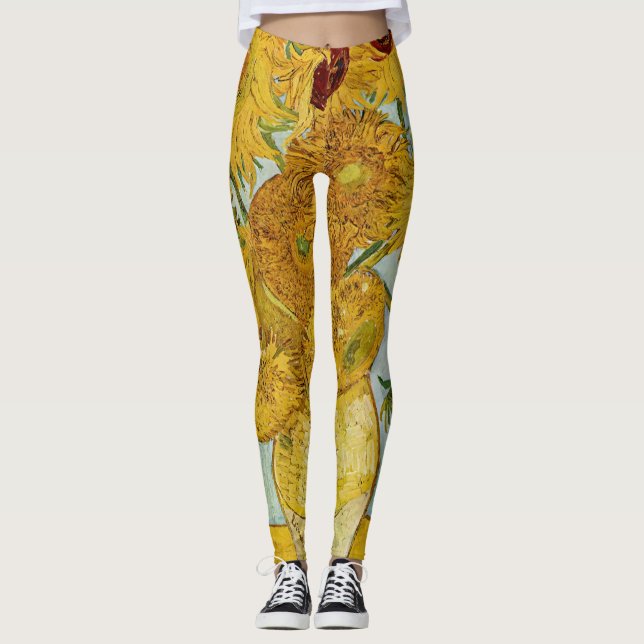Vincent Van Gogh - Vase with Twelve Sunflowers Leggings (Front)