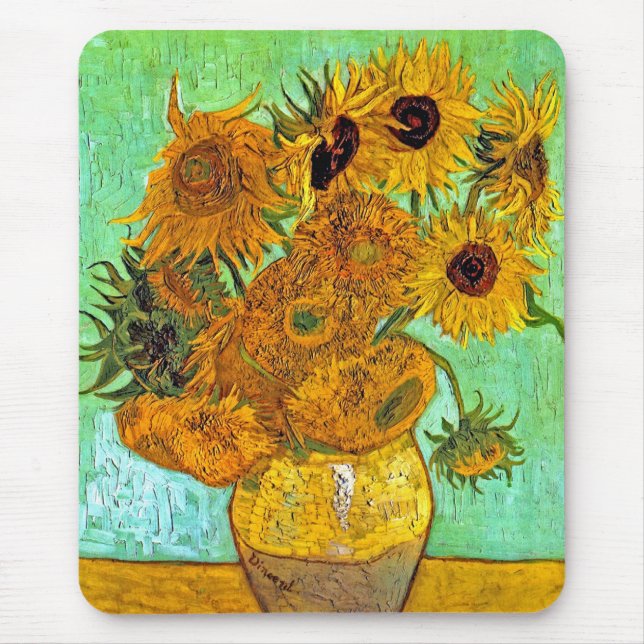 Vincent Van Gogh - Vase With Twelve Sunflowers Mouse Pad (Front)