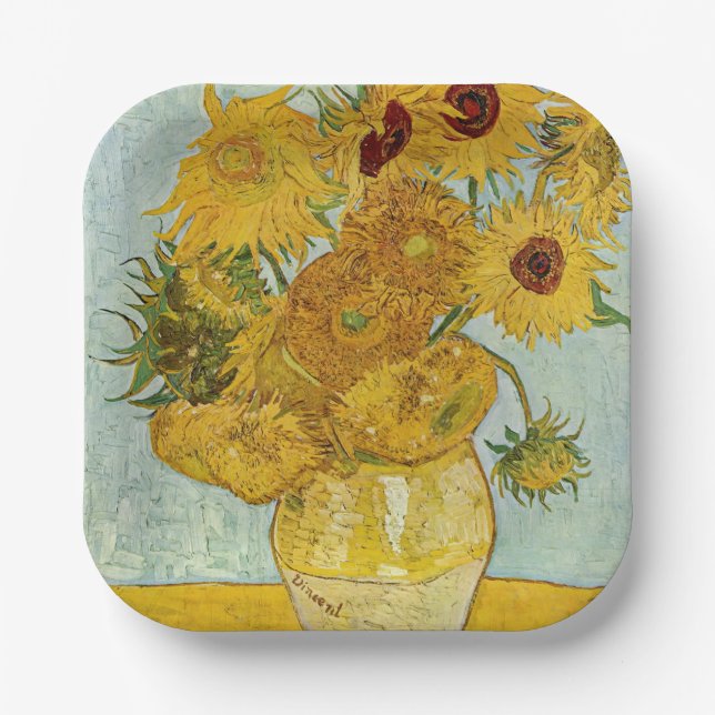 Vincent Van Gogh - Vase with Twelve Sunflowers Paper Plates (Front)