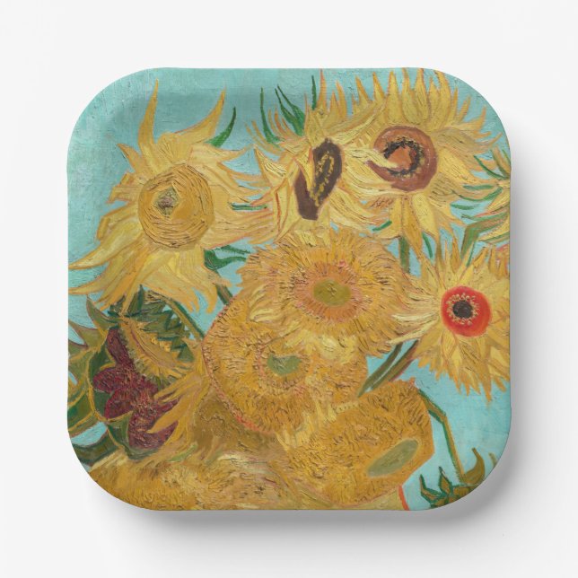 Vincent Van Gogh - Vase with Twelve Sunflowers Paper Plates (Front)