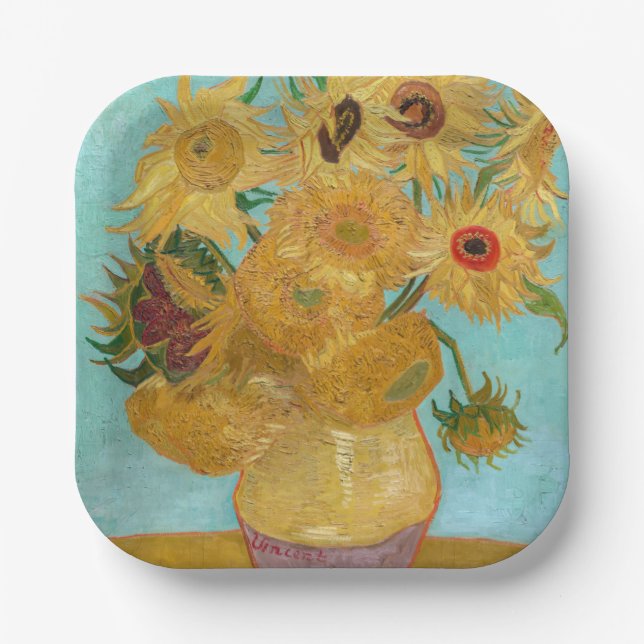 Vincent Van Gogh - Vase with Twelve Sunflowers Paper Plates (Front)