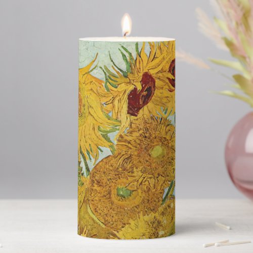 Vincent Van Gogh _ Vase with Twelve Sunflowers Pillar Candle
