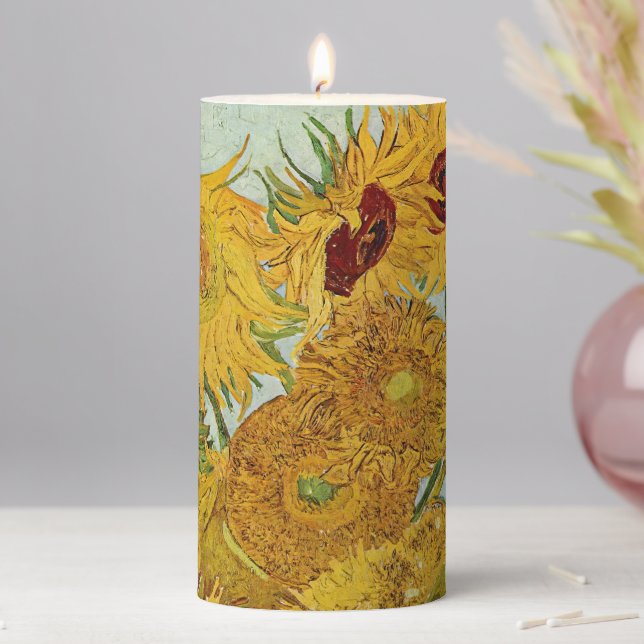 Vincent Van Gogh - Vase with Twelve Sunflowers Pillar Candle (In Situ)