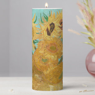Vincent Van Gogh - Vase with Twelve Sunflowers Pillar Candle