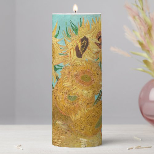 Vincent Van Gogh _ Vase with Twelve Sunflowers Pillar Candle