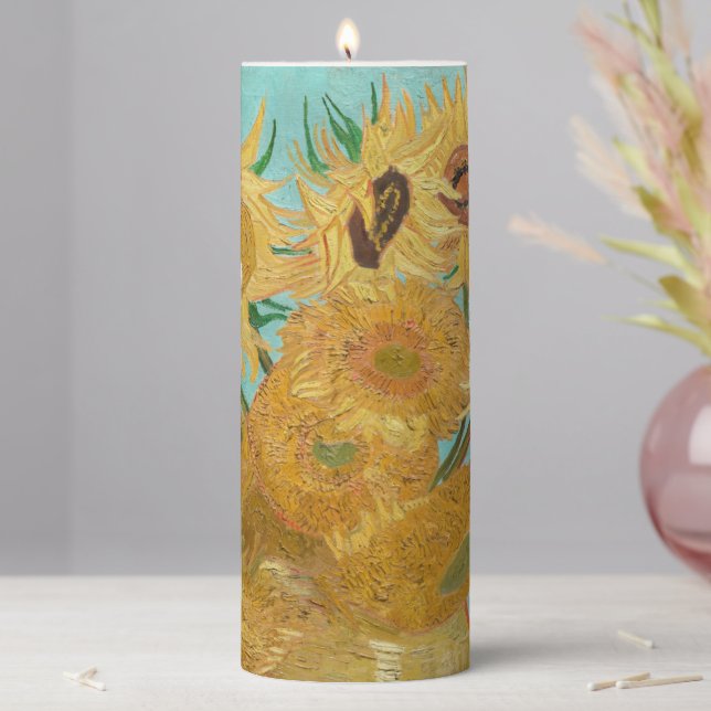 Vincent Van Gogh - Vase with Twelve Sunflowers Pillar Candle (In Situ)