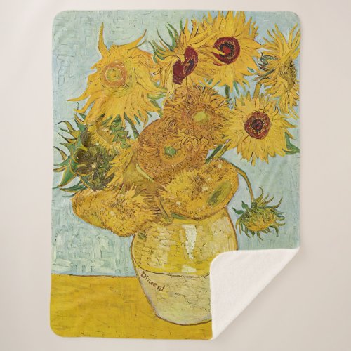 Vincent Van Gogh _ Vase with Twelve Sunflowers Sherpa Blanket