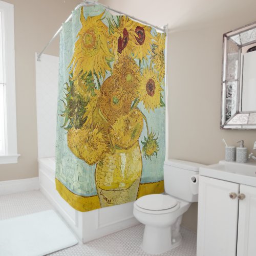 Vincent Van Gogh _ Vase with Twelve Sunflowers Shower Curtain