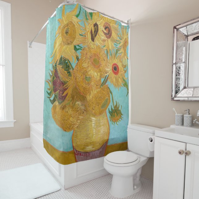 Vincent Van Gogh - Vase with Twelve Sunflowers Shower Curtain (In Situ)