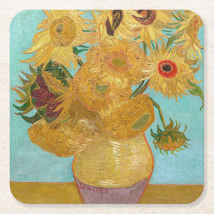 Vincent Van Gogh - Vase with Twelve Sunflowers Square Paper Coaster
