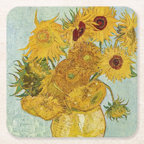 Vincent Van Gogh _ Vase with Twelve Sunflowers Square Paper Coaster