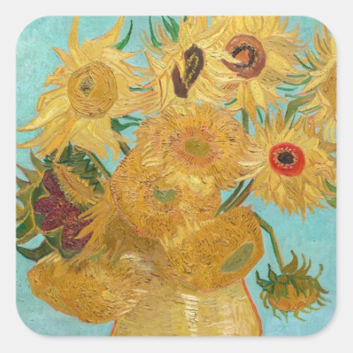 Vincent Van Gogh _ Vase with Twelve Sunflowers Square Sticker