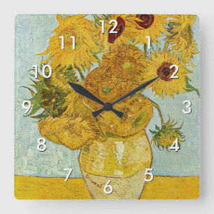 Vincent Van Gogh - Vase with Twelve Sunflowers Square Wall Clock