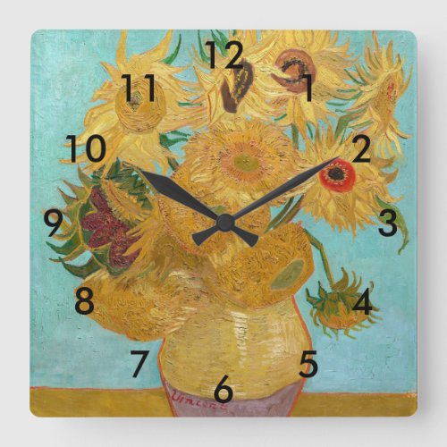 Vincent Van Gogh _ Vase with Twelve Sunflowers Square Wall Clock