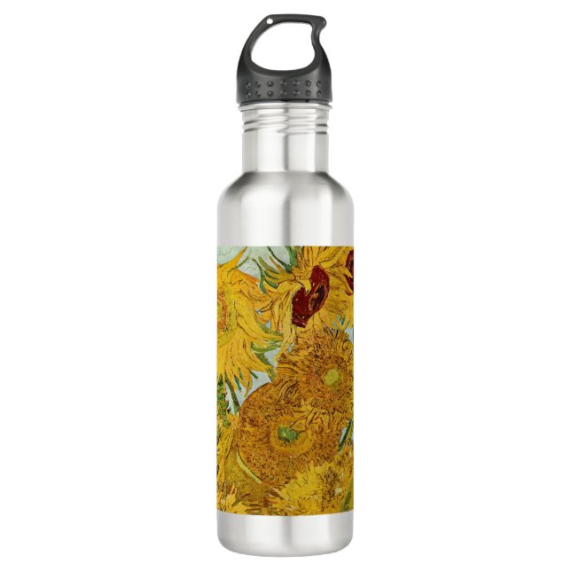 Vincent Van Gogh - Vase with Twelve Sunflowers Stainless Steel Water Bottle (Front)