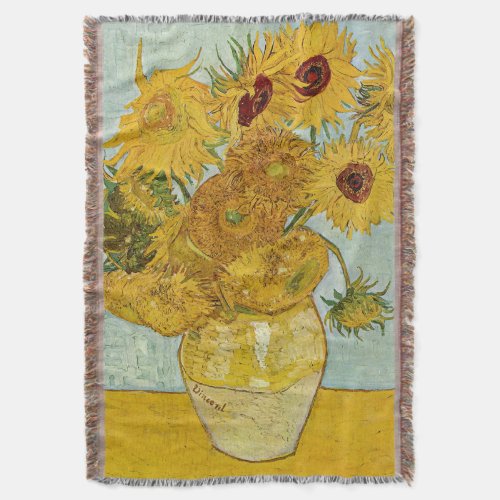 Vincent Van Gogh _ Vase with Twelve Sunflowers Throw Blanket