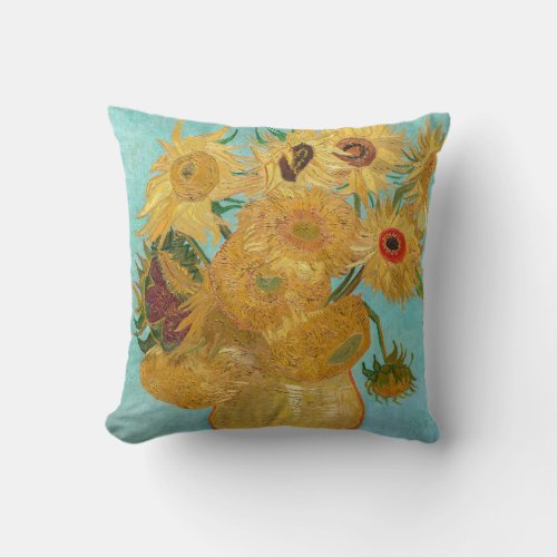 Vincent Van Gogh _ Vase with Twelve Sunflowers Throw Pillow