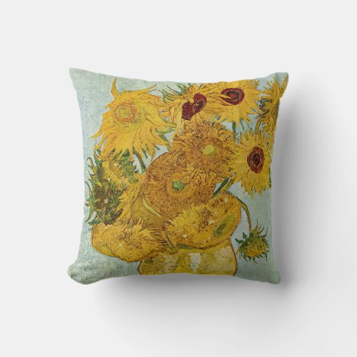 Vincent Van Gogh _ Vase with Twelve Sunflowers  Throw Pillow