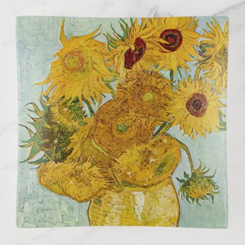 Vincent Van Gogh _ Vase with Twelve Sunflowers Trinket Tray