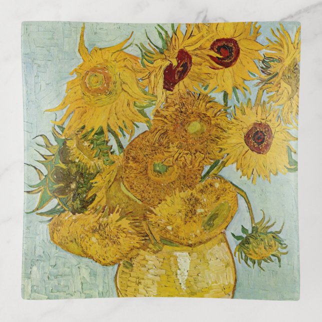 Vincent Van Gogh - Vase with Twelve Sunflowers Trinket Tray (Front)