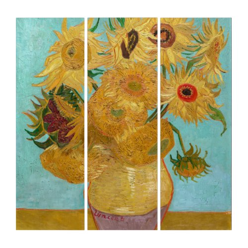 Vincent Van Gogh _ Vase with Twelve Sunflowers Triptych