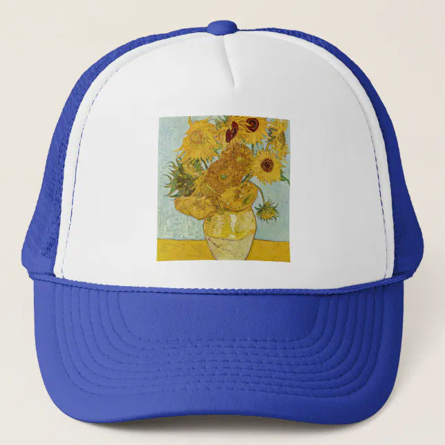Vincent Van Gogh Vase with Twelve Sunflowers Trucker Hat Zazzle